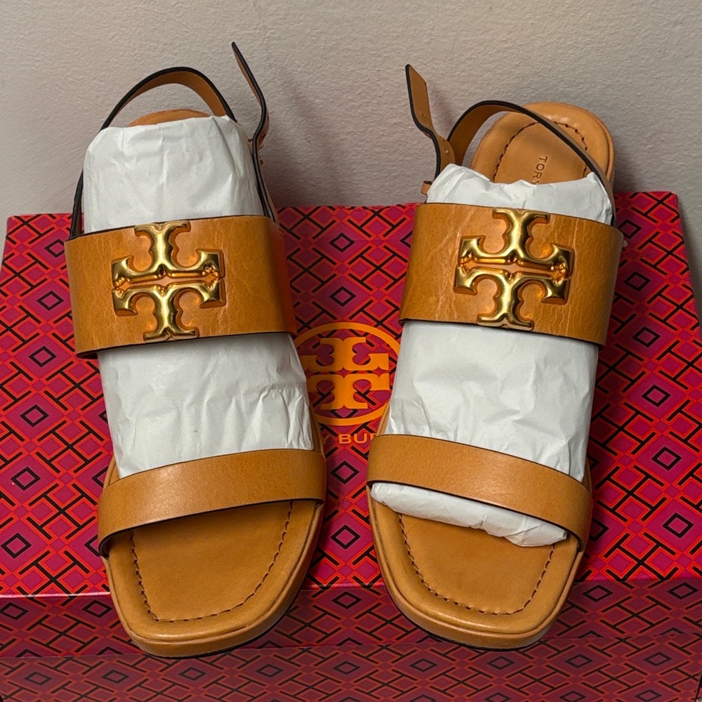 Tory Burch Women's Eleanor Heel Sandals, so comfy and stylish. Brand New. - Picture 11 of 16